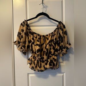 Leopard Print Cinched Waist Top